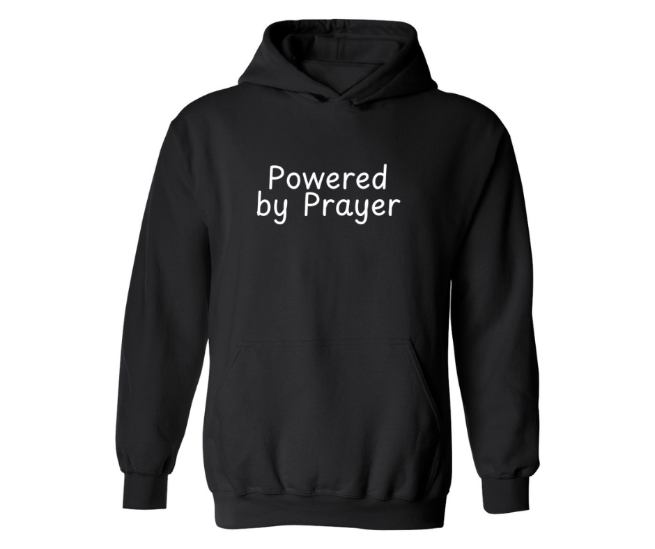 POWERED BY PRAYER ADULT HOODIE