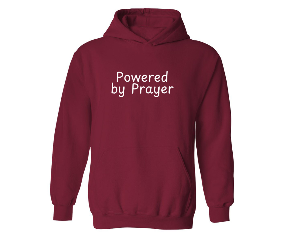 POWERED BY PRAYER ADULT HOODIE